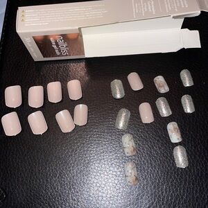 Halloween costume nude glitter marble press on AS SHOWN & NO GLUE chic cute work